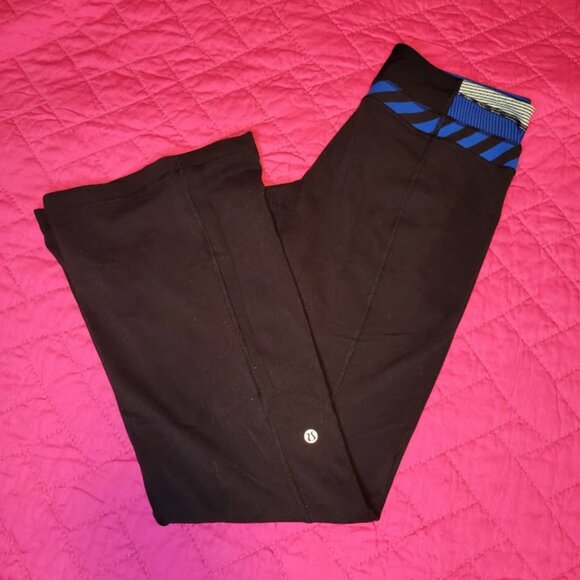 Lululemon Groove Bootcut Pants – Size 8, Black with Blue Stripe Waistband - Picture 1 of 5